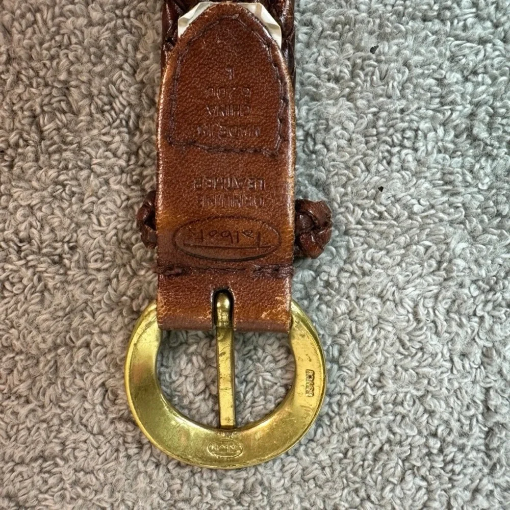 Talbots Brown Woven Braided Genuine Leather Belt Brass Buckle Size L 6200